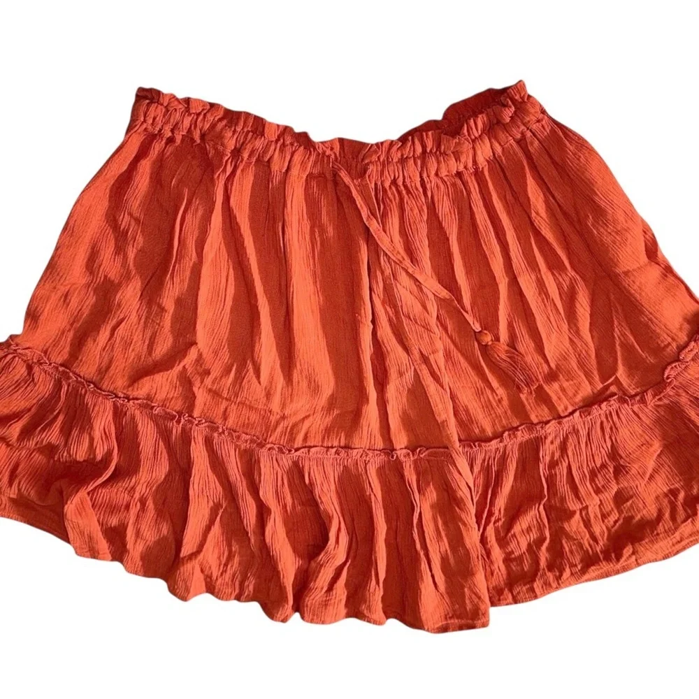 Elan Women’s Orange Tiered Ruffled Mini Skirt ~ Size L ~ NWT - Picture 2 of 8